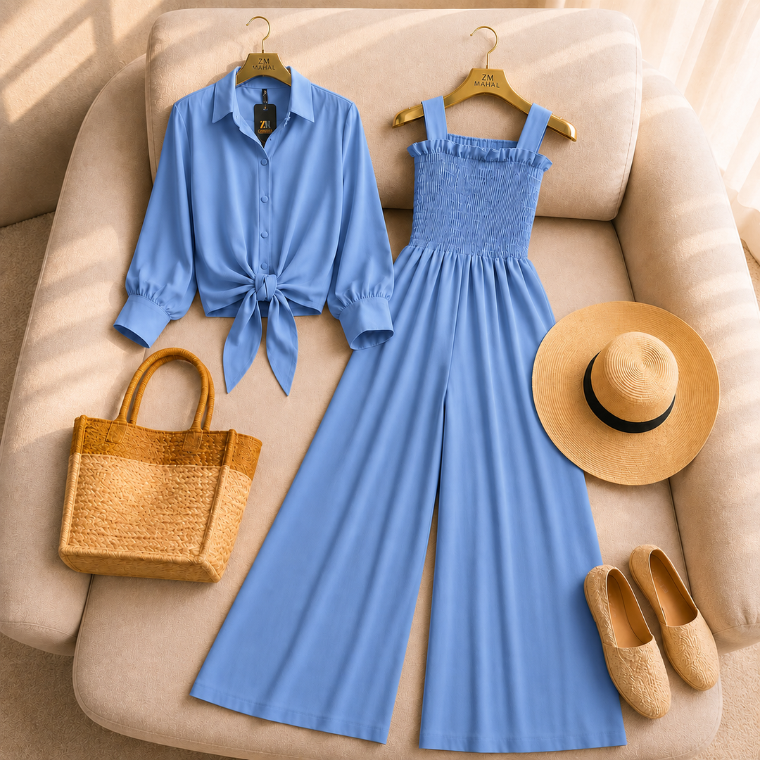 Ayla Smocked Romper Set | Women's 2 Piece Wide Leg Outfit