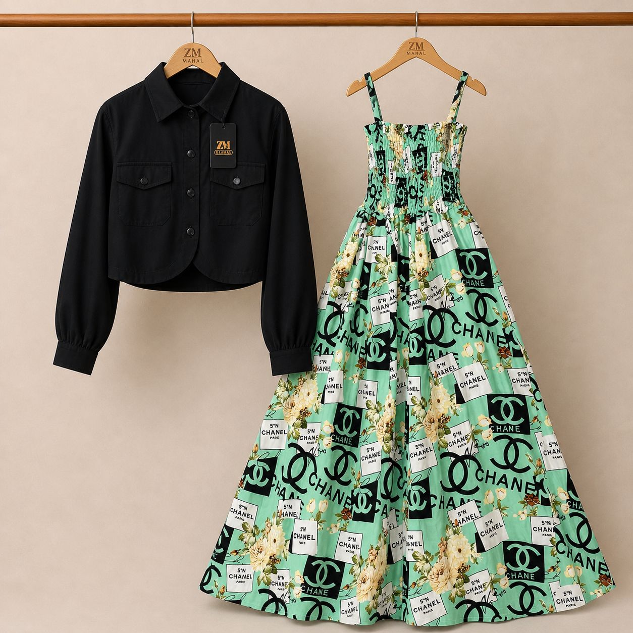 Floral Maxi Dress Set for Women β Turkish Style Smokie Maxi with Jacket