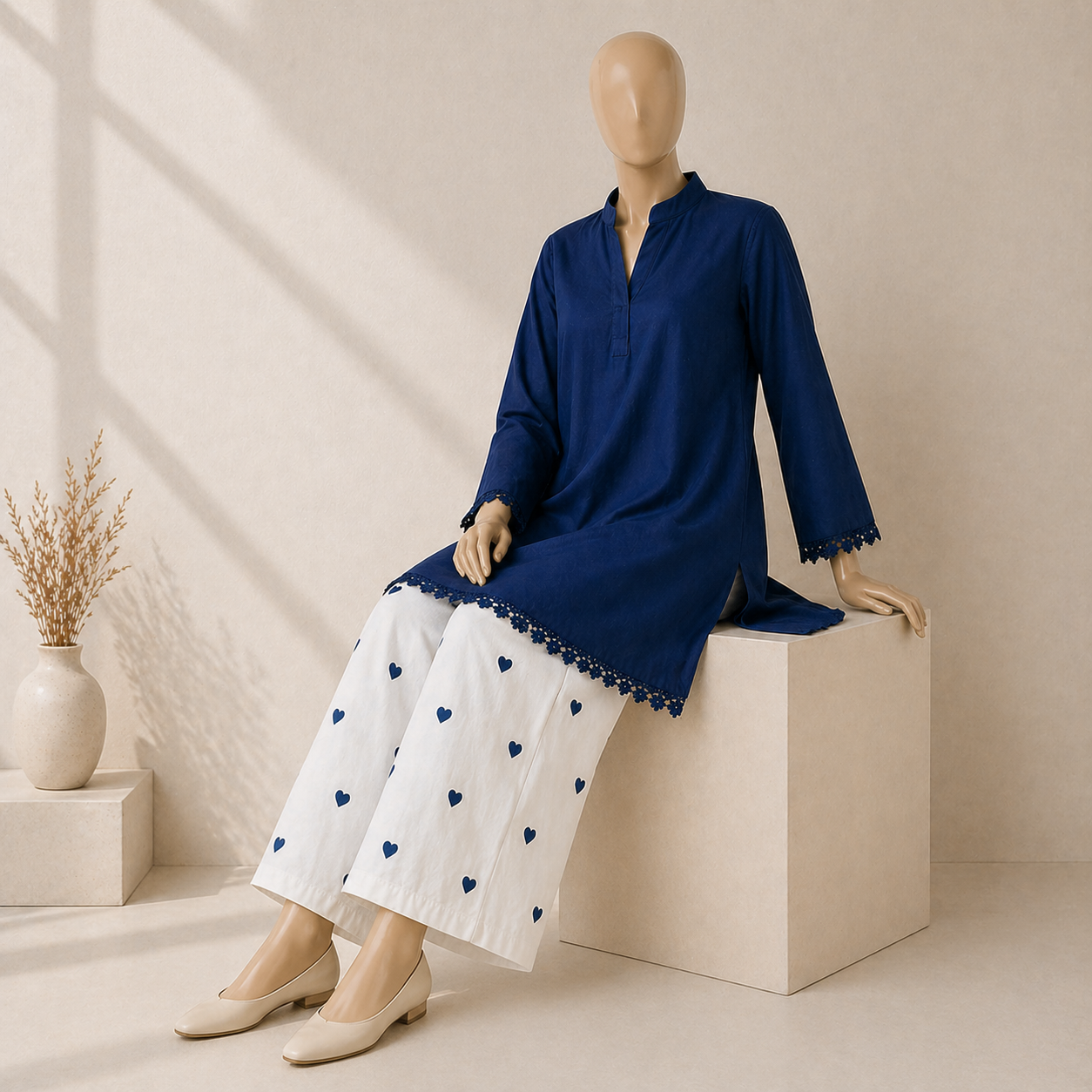 Premium Heart Embroidered Co-Ord Set