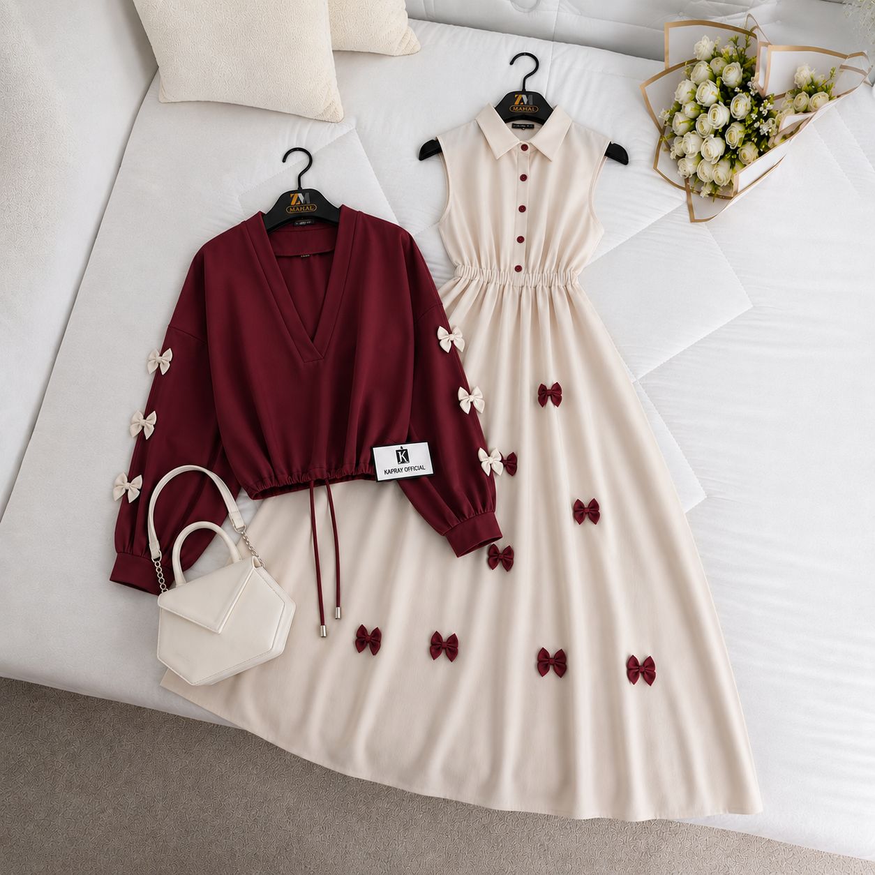 Elegant Bow Maxi Dress Co-Ord Set
