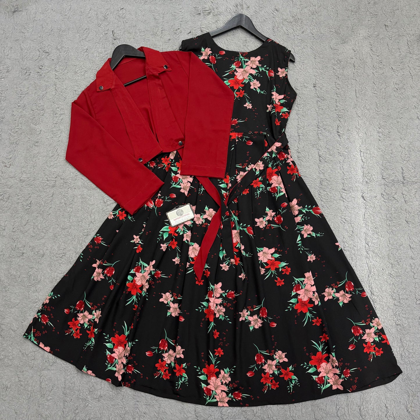 Floral Maxi Dress with Matching Crop Jacket β Elegant Two Piece Women Outfit