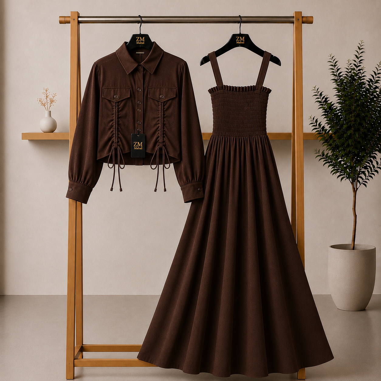 Turkish Ruched Jacket Maxi Set – Premium Edition