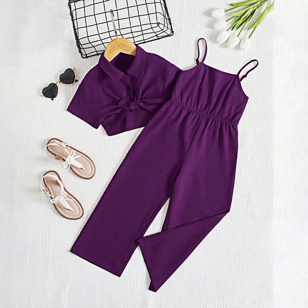 Midnight Charm Jumpsuit Set - Purple  Sleeveless Romper with Shorts