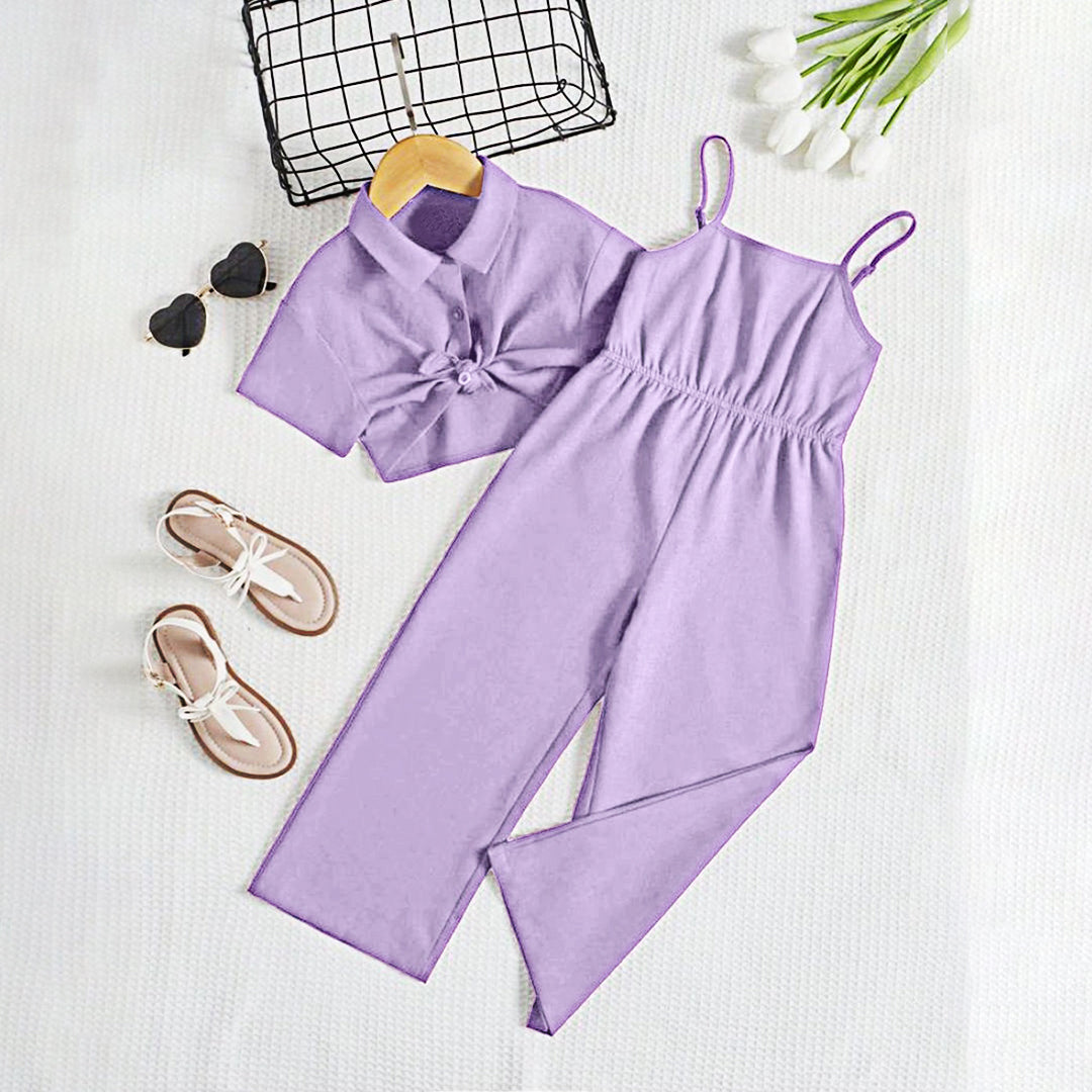 Midnight Charm Jumpsuit Set - Lilac Sleeveless Romper with Shorts