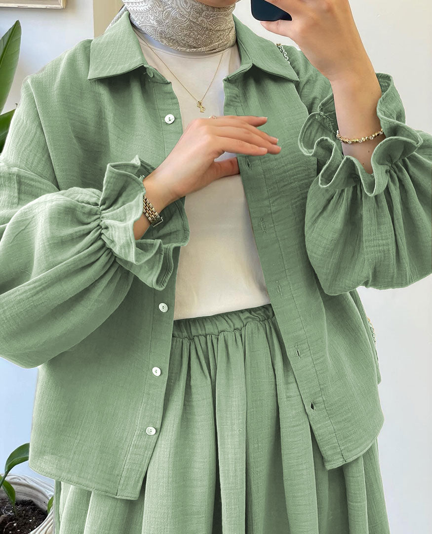 Muslin-Feel Textured Georgette 2-Piece Set – Soft & Breathable