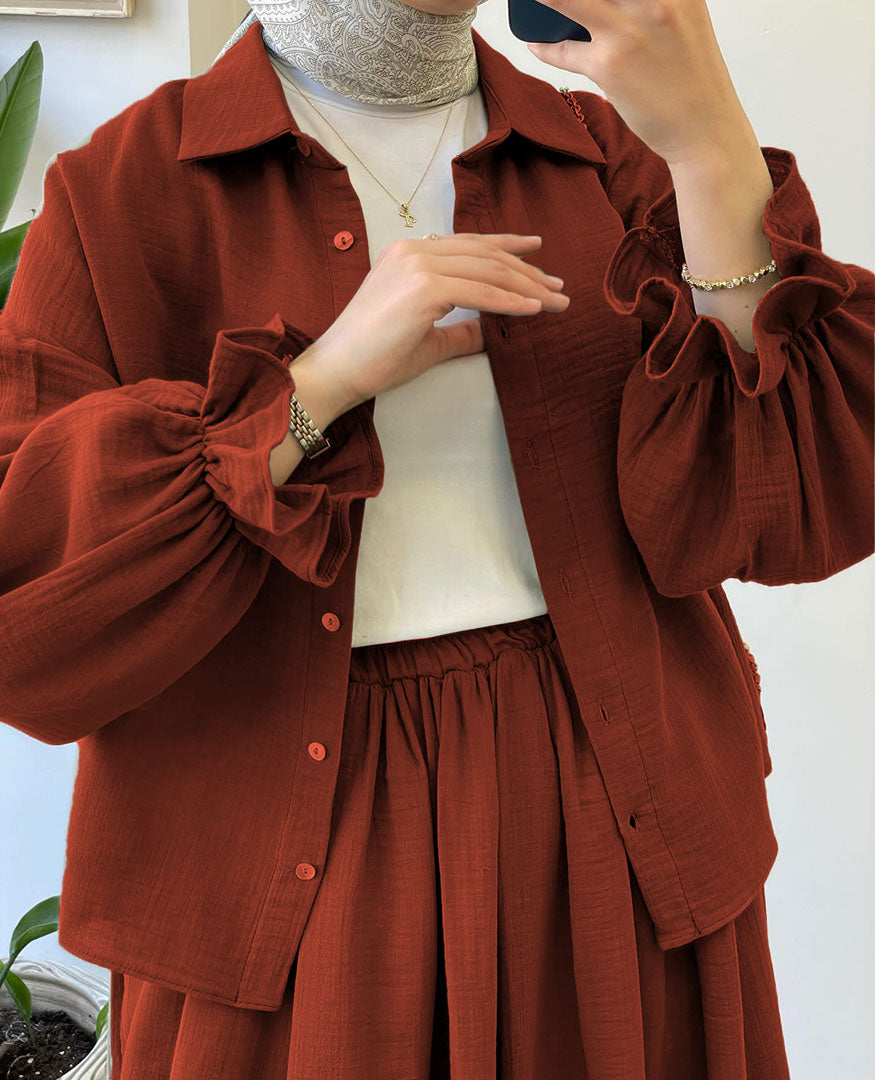 Muslin-Feel Textured Georgette 2-Piece Set – Soft & Breathable