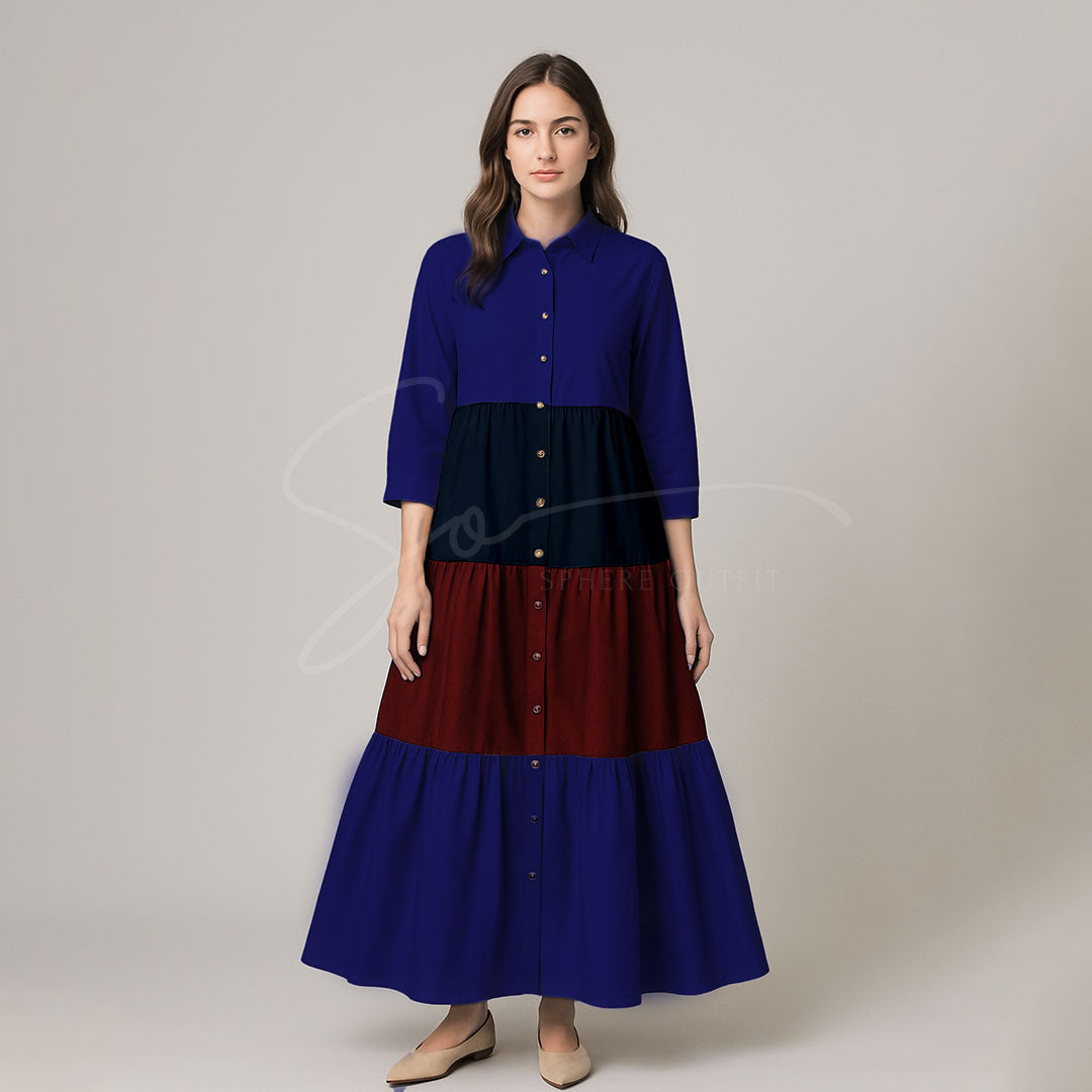 Elegant Multi Color Front Open Abaya Maxi