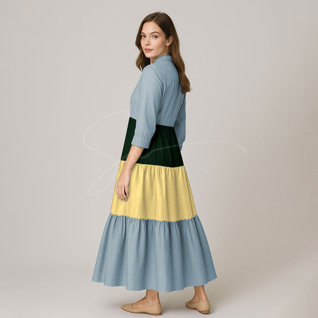 Elegant Multi Color Front Open Abaya Maxi