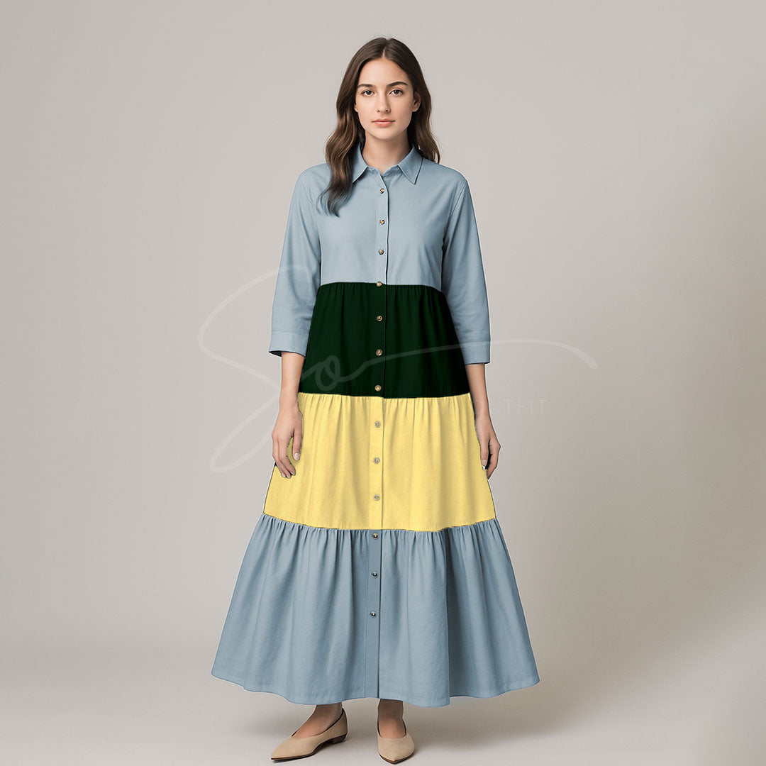 Elegant Multi Color Front Open Abaya Maxi