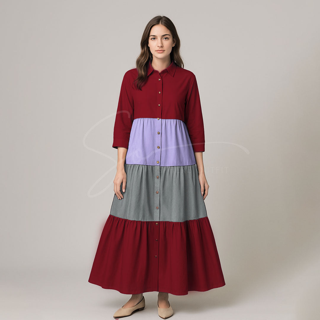Elegant Multi Color Front Open Abaya Maxi