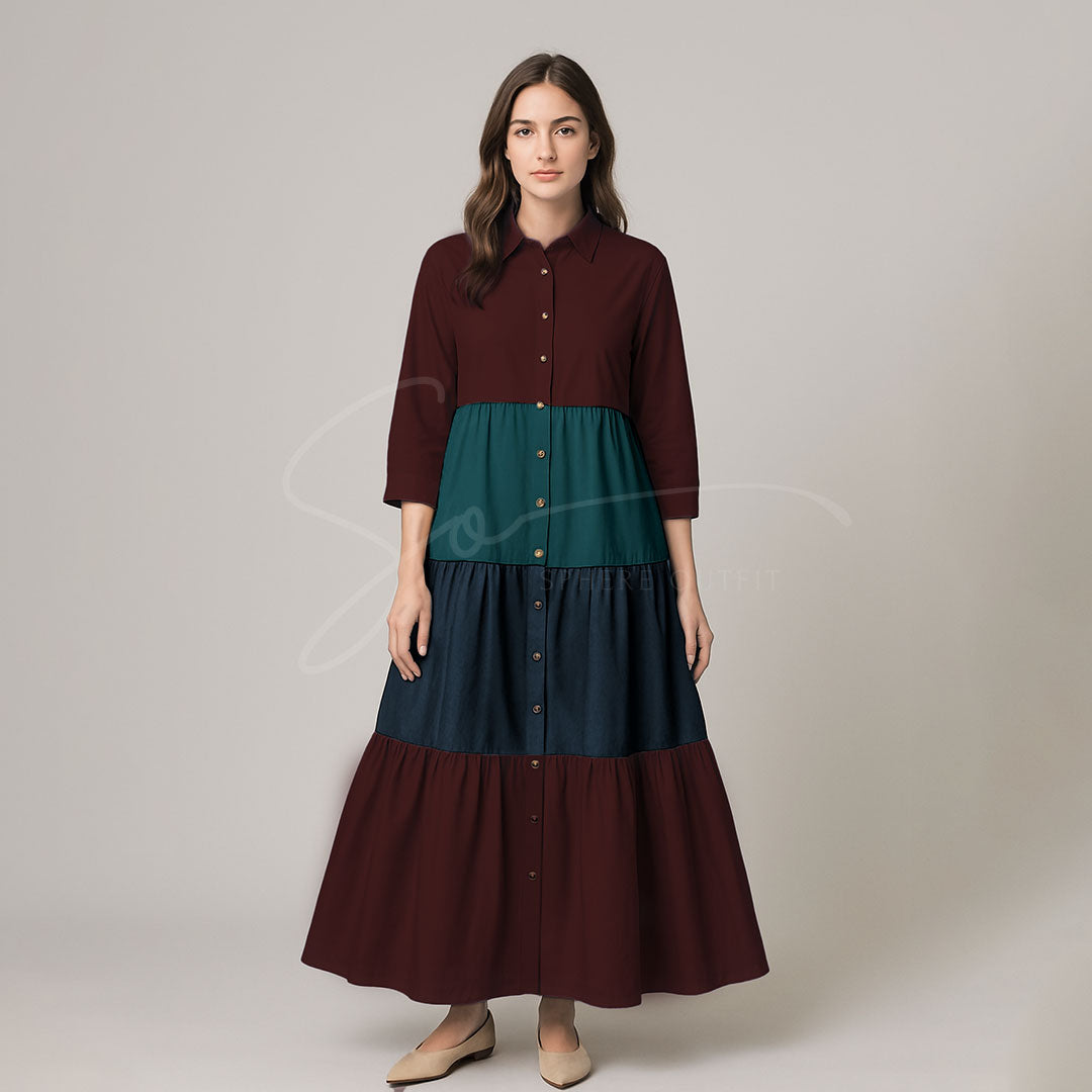 Elegant Multi Color Front Open Abaya Maxi