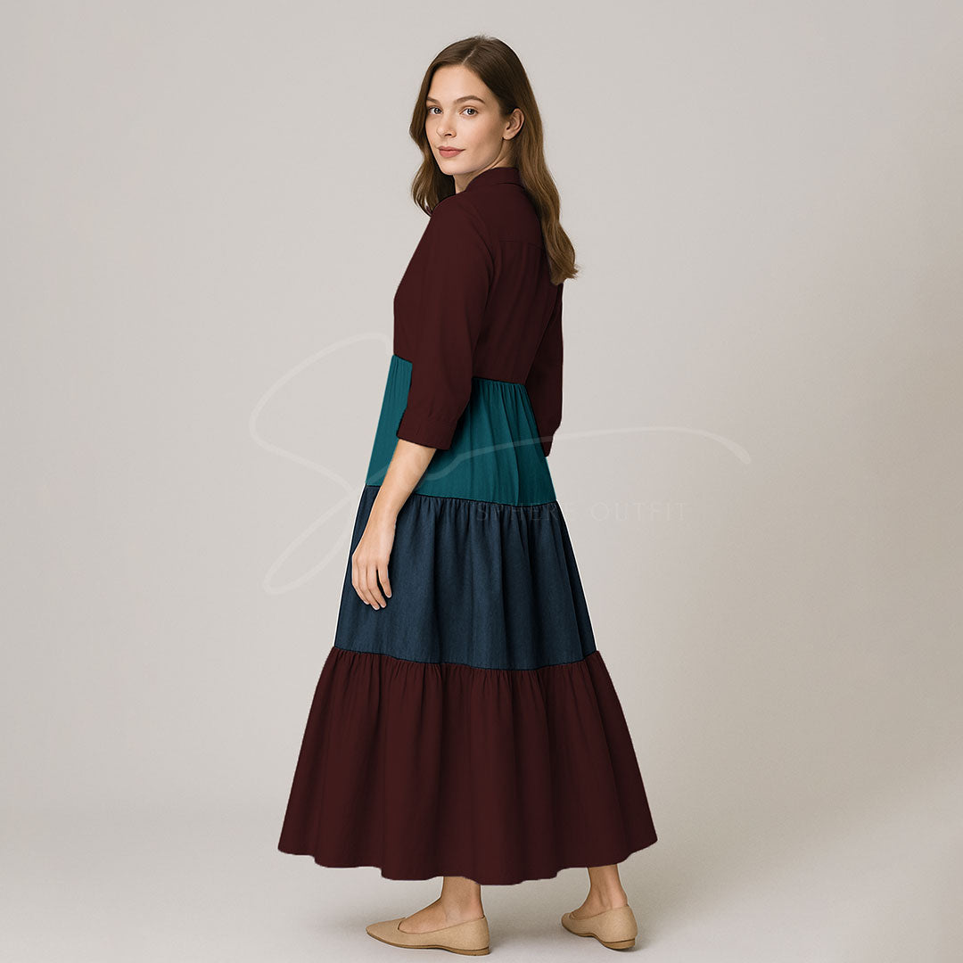 Elegant Multi Color Front Open Abaya Maxi