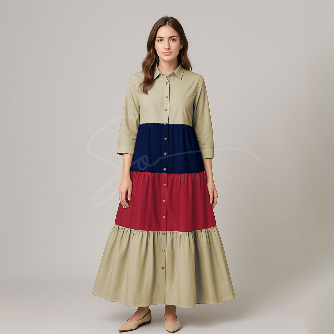 Elegant Multi Color Front Open Abaya Maxi