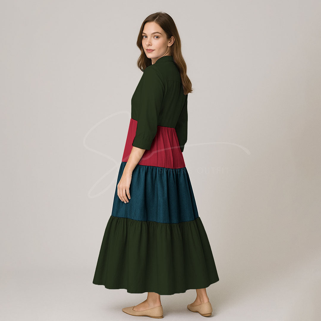Elegant Multi Color Front Open Abaya Maxi