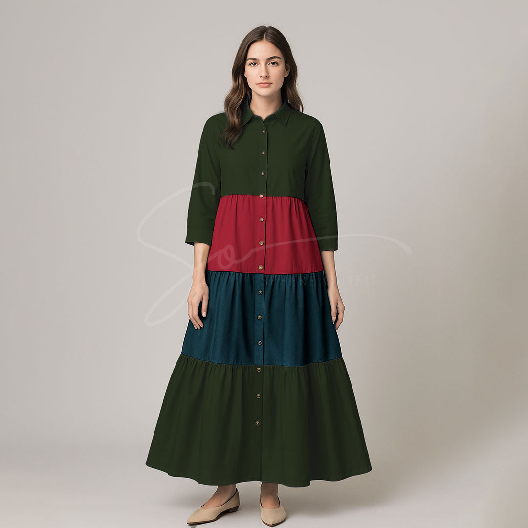 Elegant Multi Color Front Open Abaya Maxi