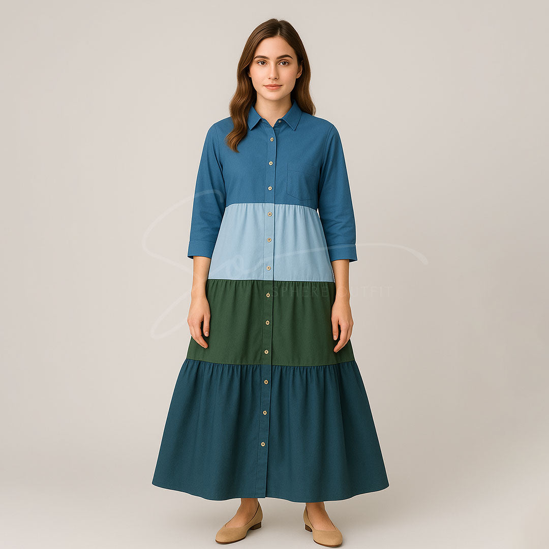 Elegant Multi Color Front Open Abaya Maxi