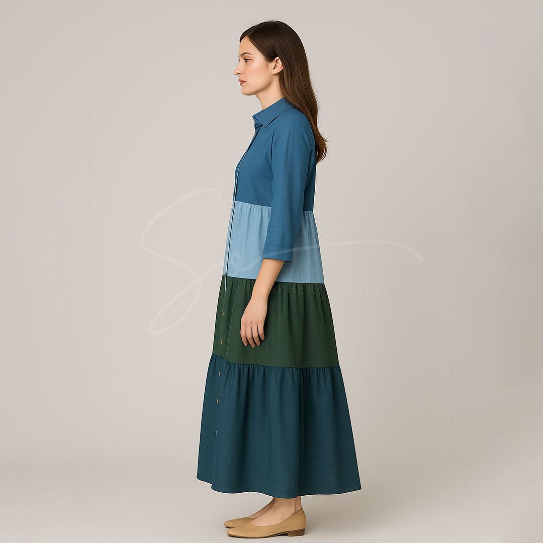 Elegant Multi Color Front Open Abaya Maxi