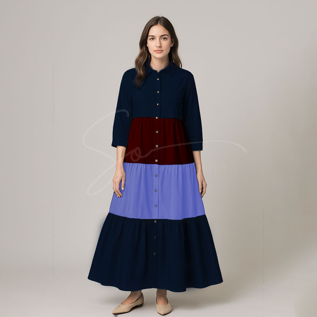 Elegant Multi Color Front Open Abaya Maxi