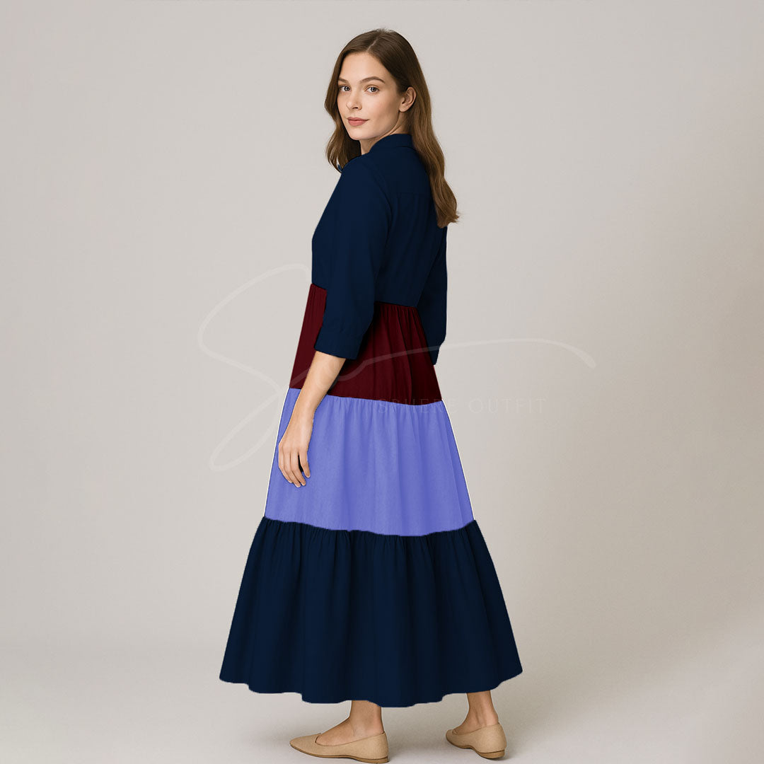 Elegant Multi Color Front Open Abaya Maxi