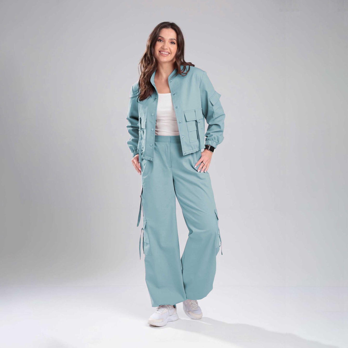 Womenâs Cargo Jacket & Wide-Leg Pants Co-ord Set