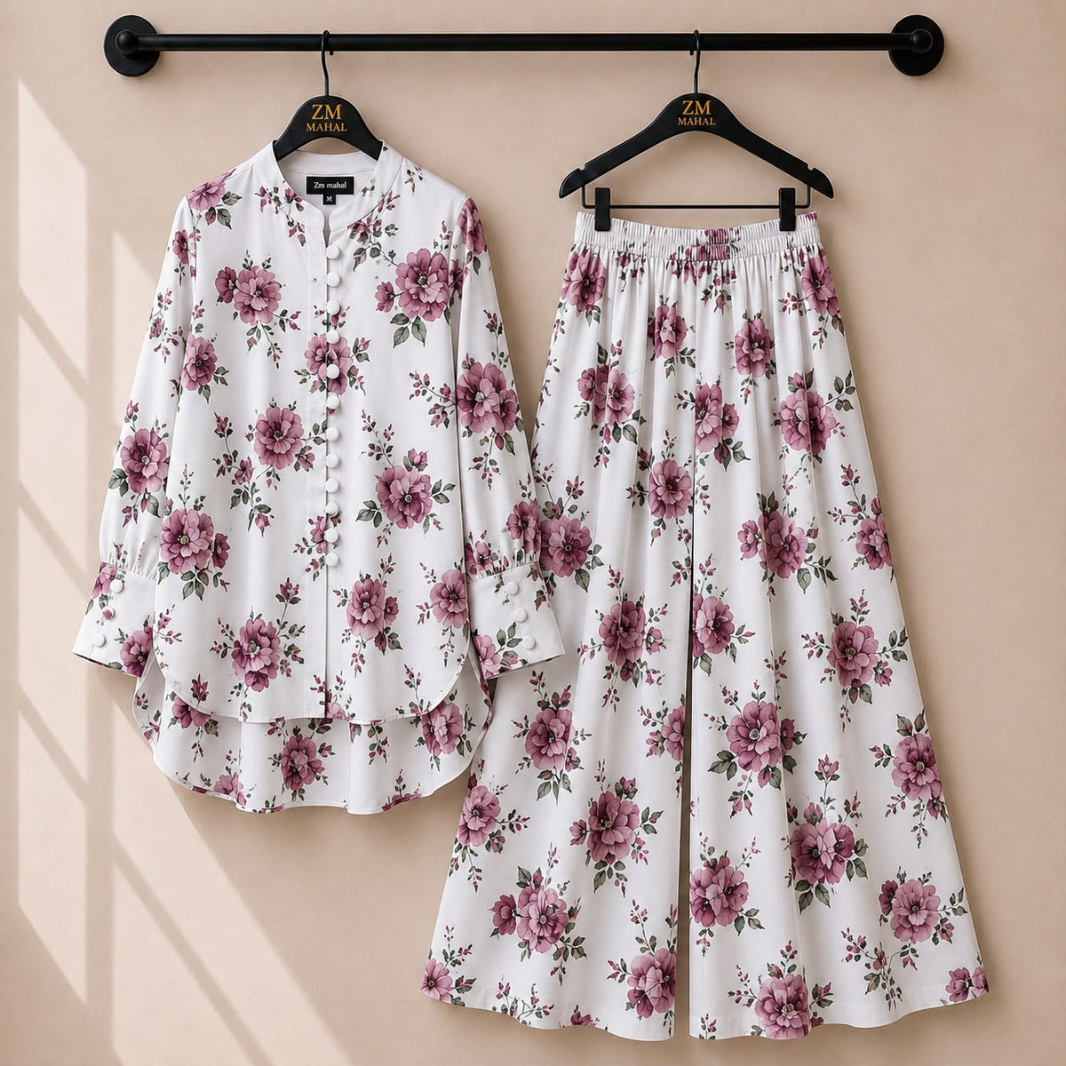 Floral Bloom Shirt and Palazzo Co-Ord Set in Print-06 | SphereOutfit