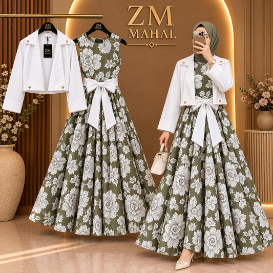Luxe Bloom Jacket Maxi Set | ZM-010