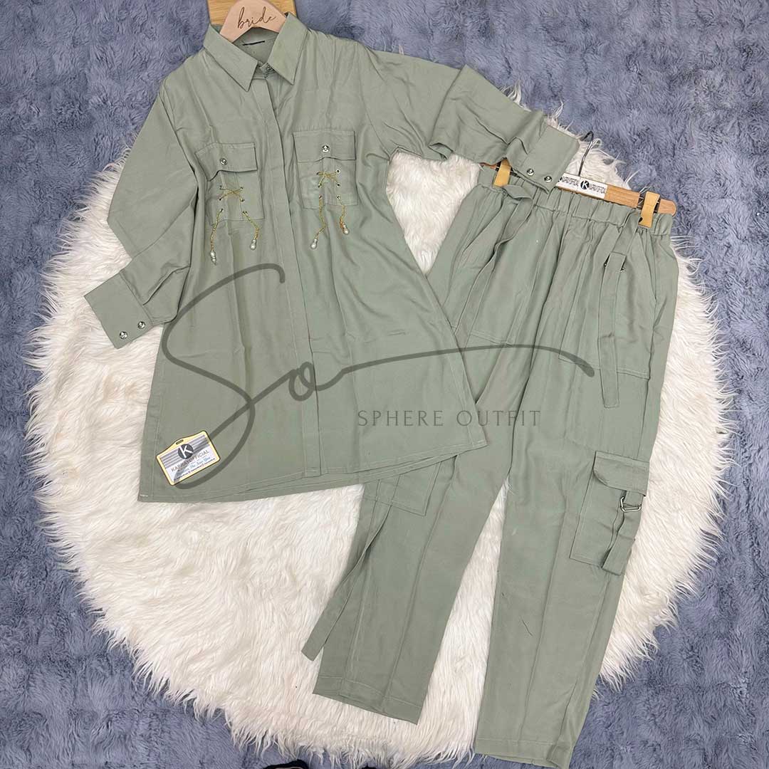 Cargo Trouser Co-ord Set with Chain & Pocket | SP-15