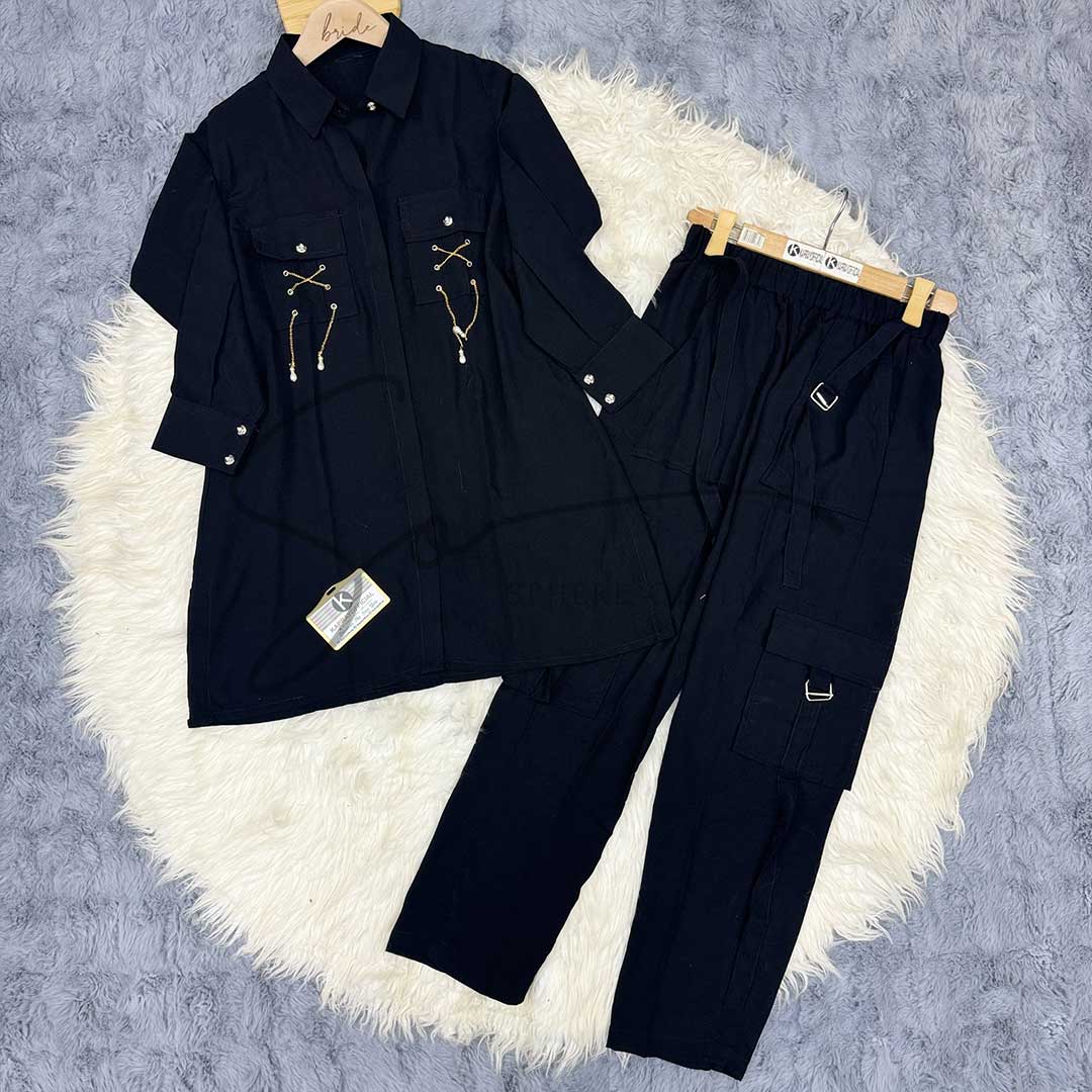 Cargo Trouser Co-ord Set with Chain & Pocket | SP-15