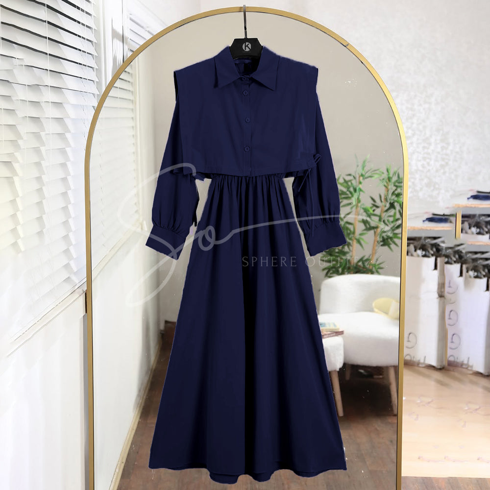 Navy Blue Premium Turkish Cote Maxi – Classic maxi dress with a formal yet comfortable fit, made from high-quality imported georgette fabric.