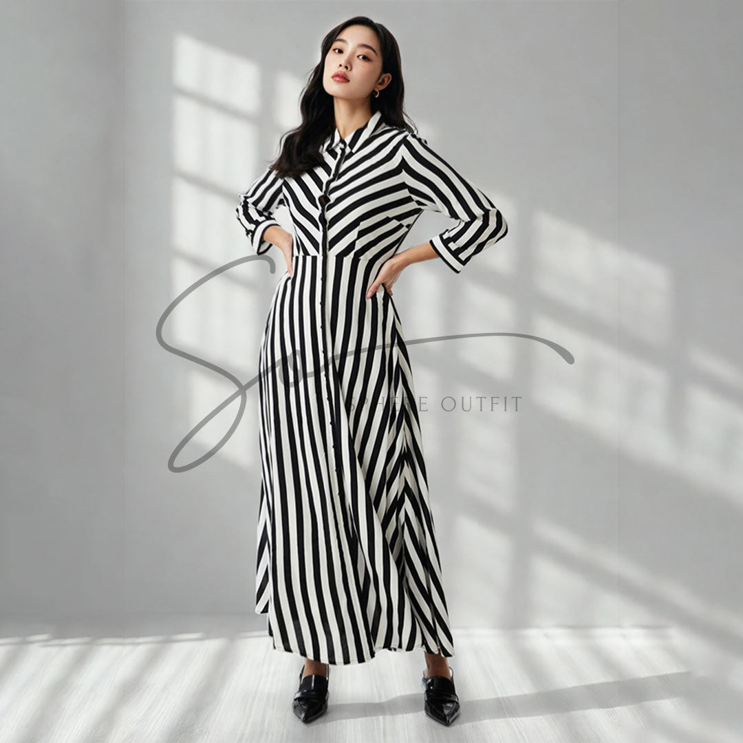 Zebra Button Maxi Dress