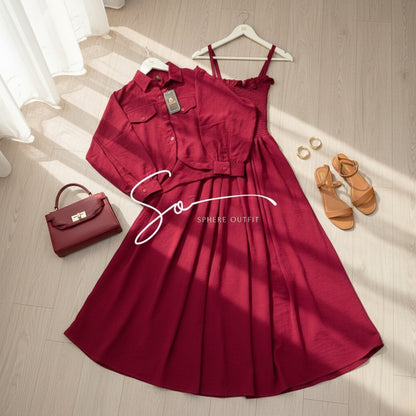 Elevate Your Wardrobe with Our Chic Smocked Maxi Dress & Cropped Collared Jacket Set!