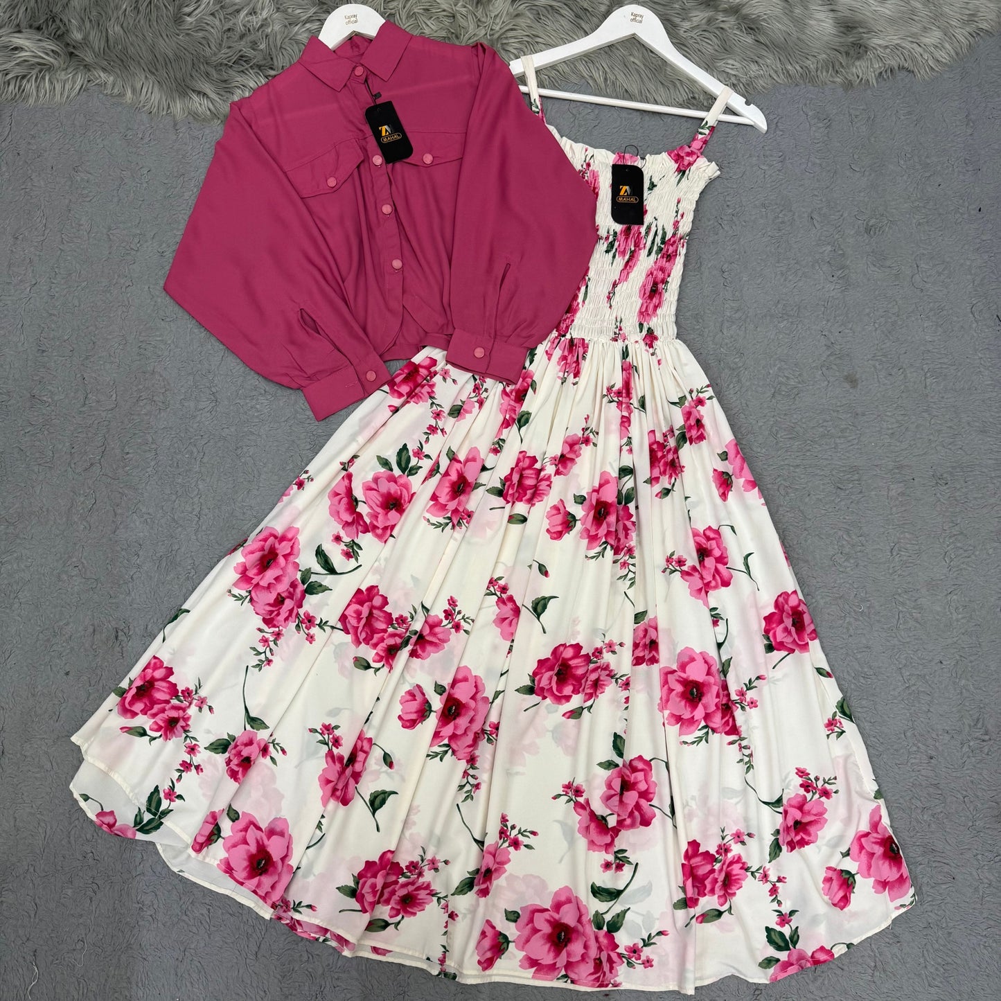 Women’s Floral Maxi Dress with Matching Crop Jacket