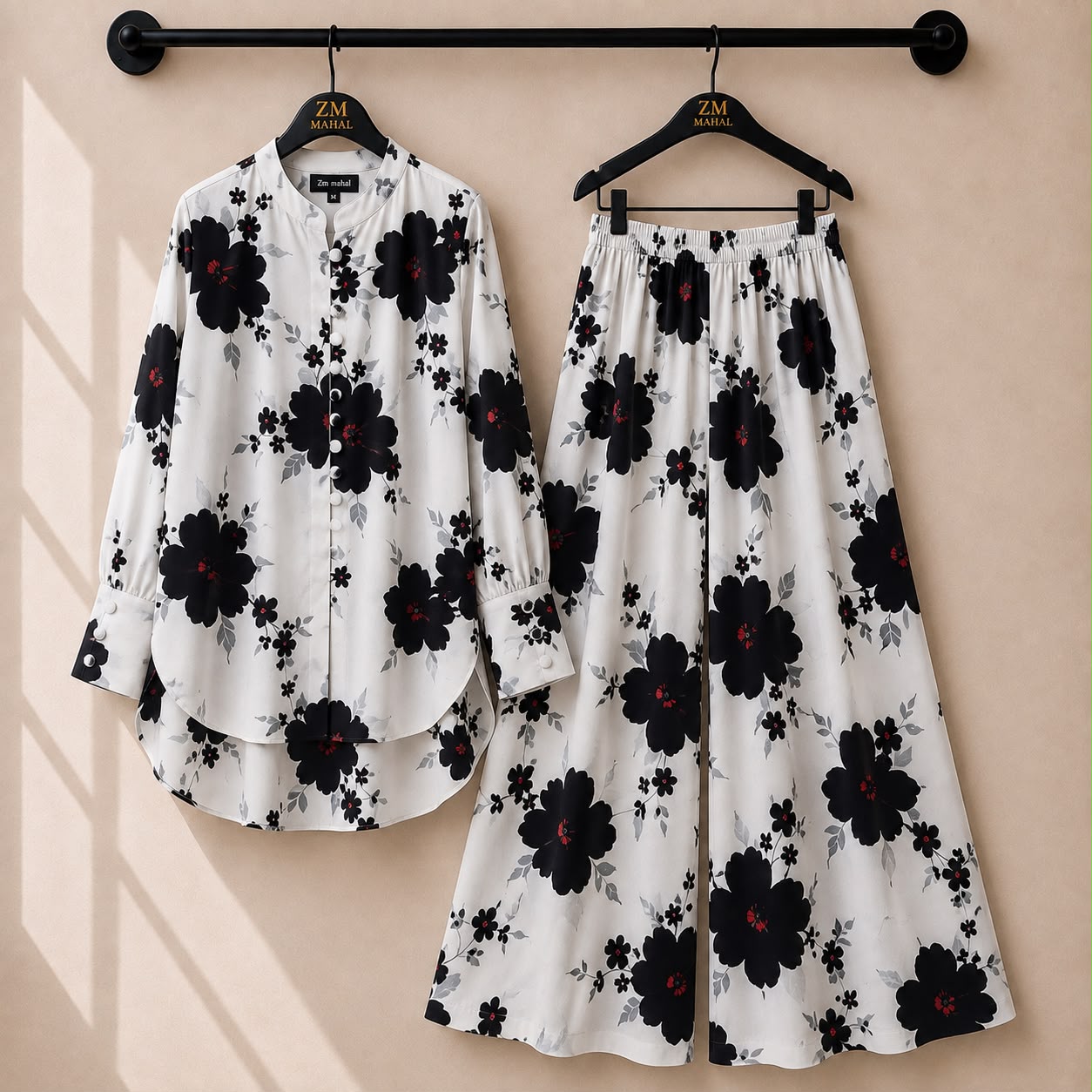 Floral Bloom Shirt and Palazzo Co-Ord Set in Print-01 | SphereOutfit