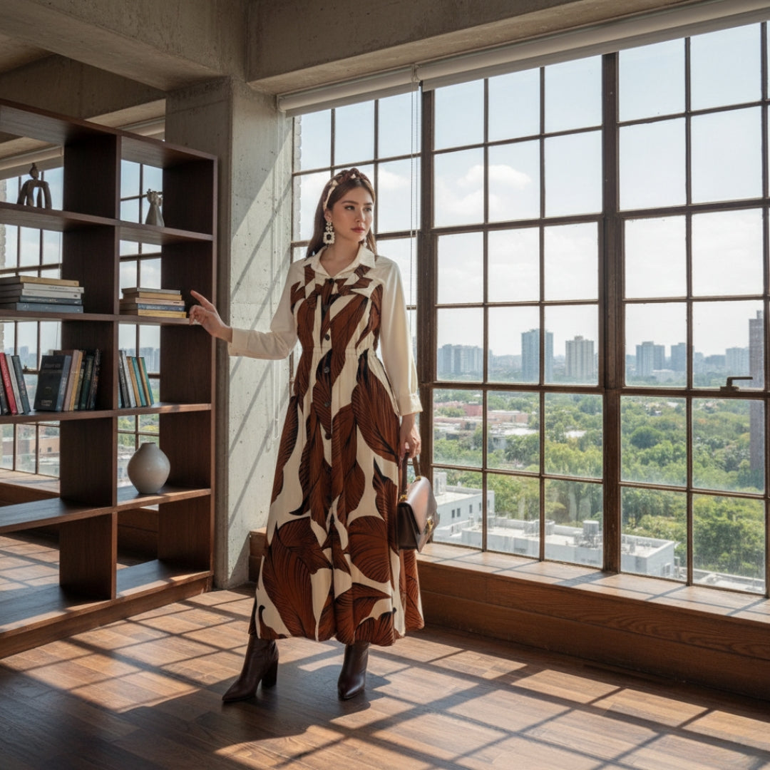 Luxe Turkish Maxi Dress & Shirt Set - Premium Korean Georgette (Versatile Style)