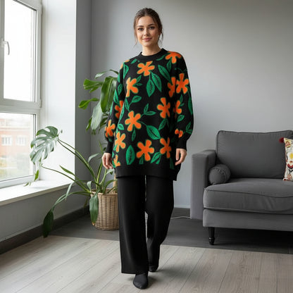 Women's Flower Print Fleece Tracksuit - Winter Wear