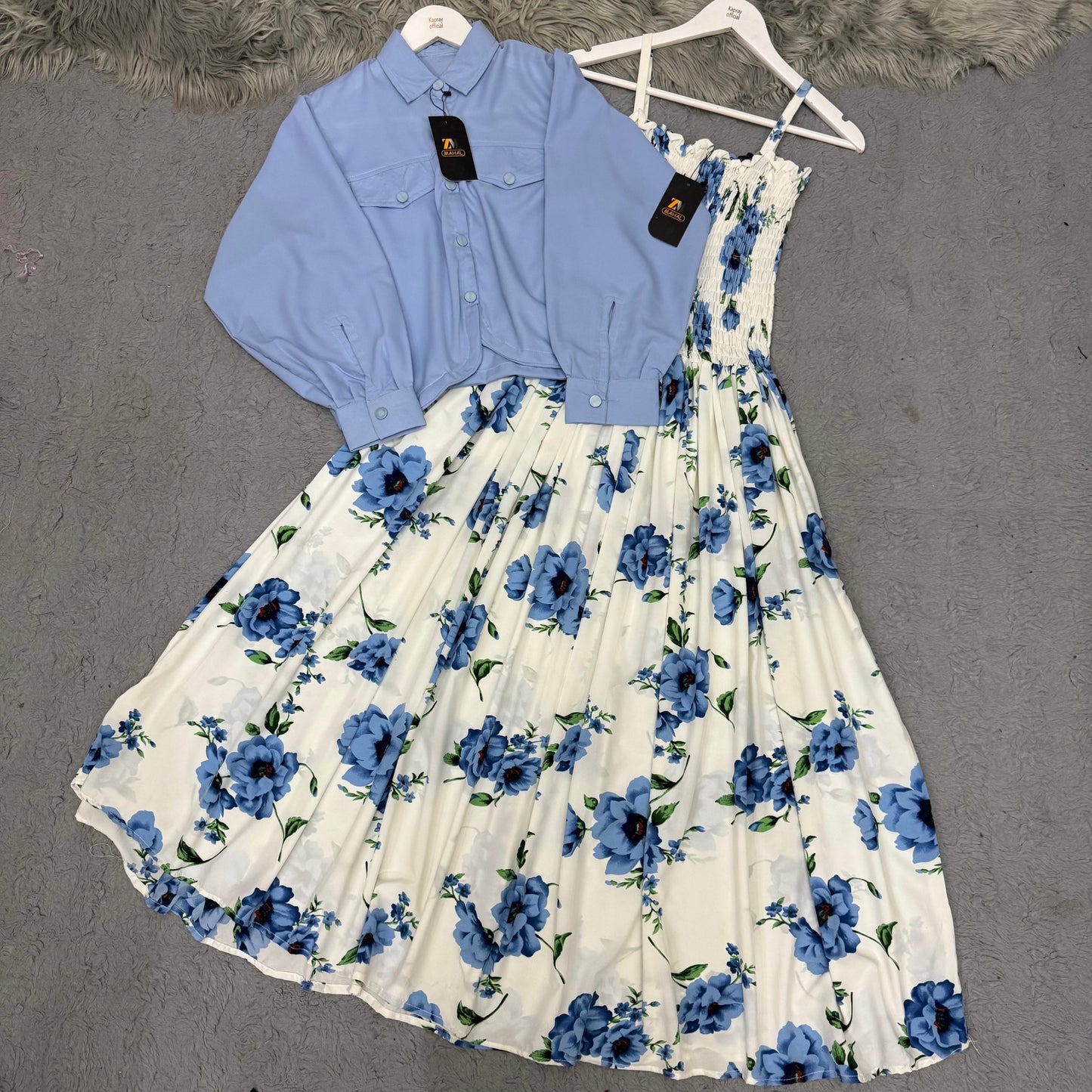 Women’s Floral Maxi Dress with Matching Crop Jacket