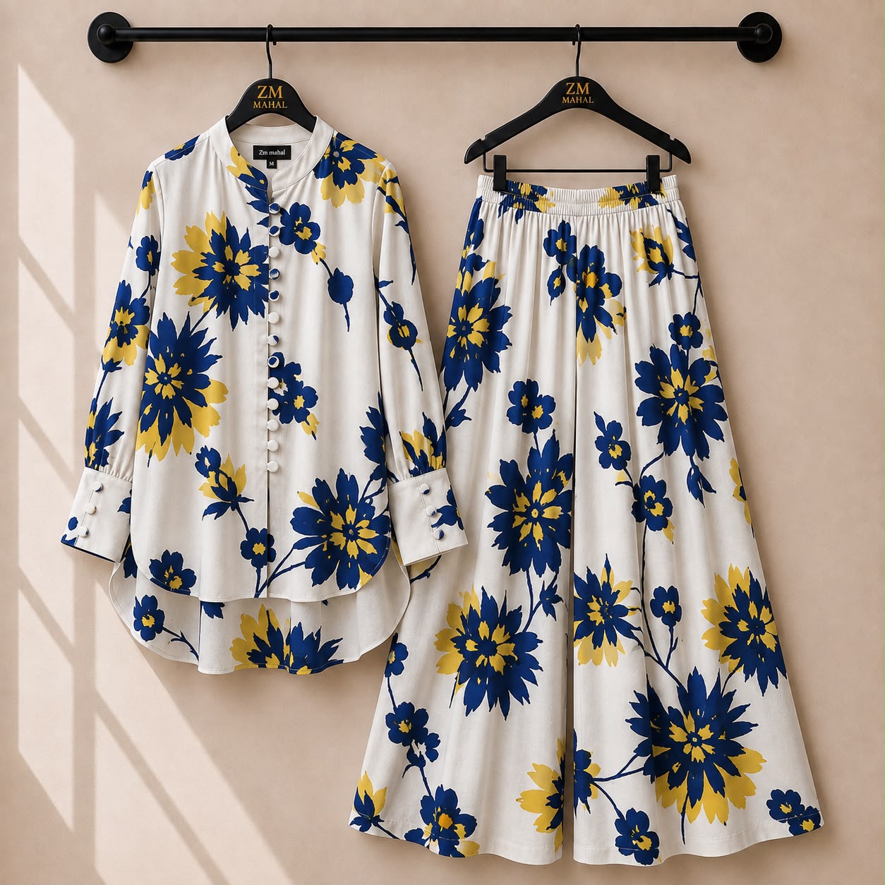 Floral Bloom Shirt and Palazzo Co-Ord Set in Print-01 | SphereOutfit