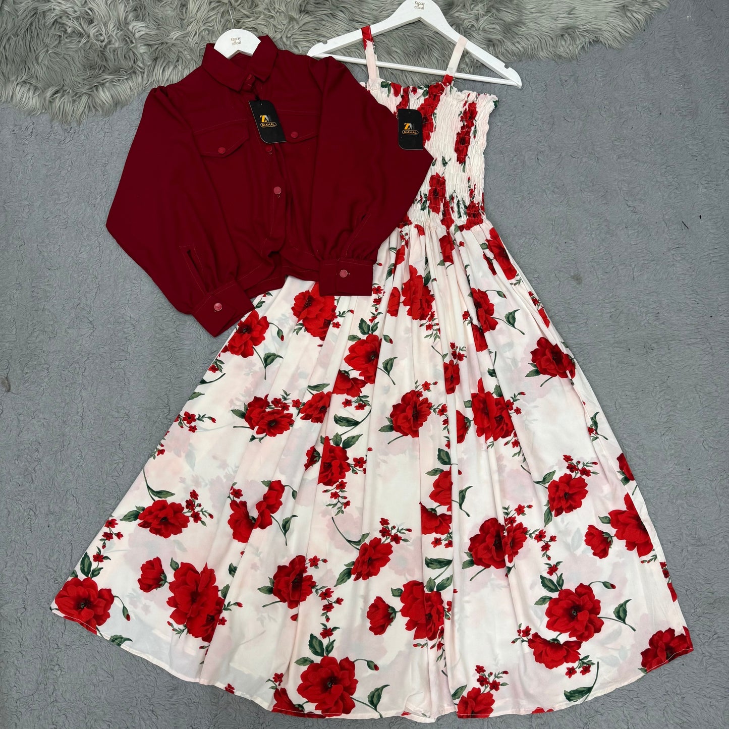 Women’s Floral Maxi Dress with Matching Crop Jacket