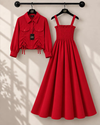 Turkish Ruched Jacket Maxi Set | ZM-003