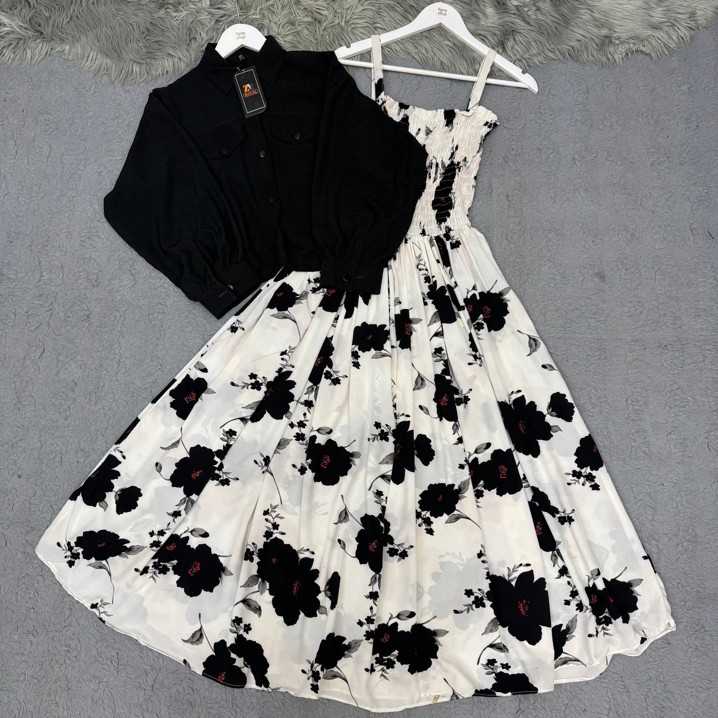 Women’s Floral Maxi Dress with Matching Crop Jacket