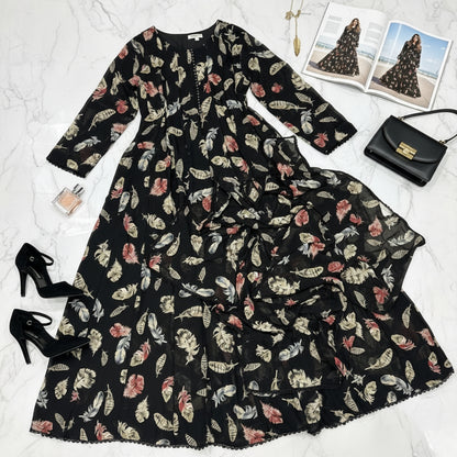 Bonanza Floral Chiffon Frock & Dupatta Set - 2 Pcs