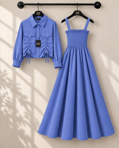 Turkish Ruched Jacket Maxi Set | ZM-003