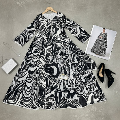 Bonanza Floral Chiffon Frock & Dupatta Set - 2 Pcs
