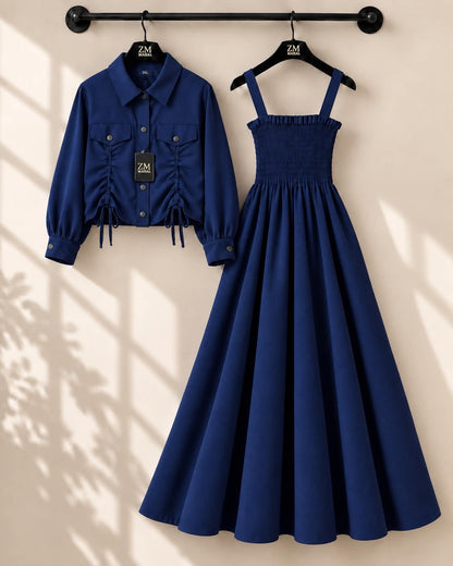 Turkish Ruched Jacket Maxi Set | ZM-003