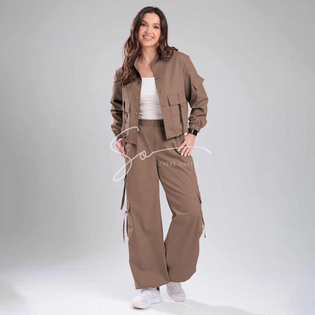 Women’s Cargo Jacket & Wide-Leg Pants Co-ord Set