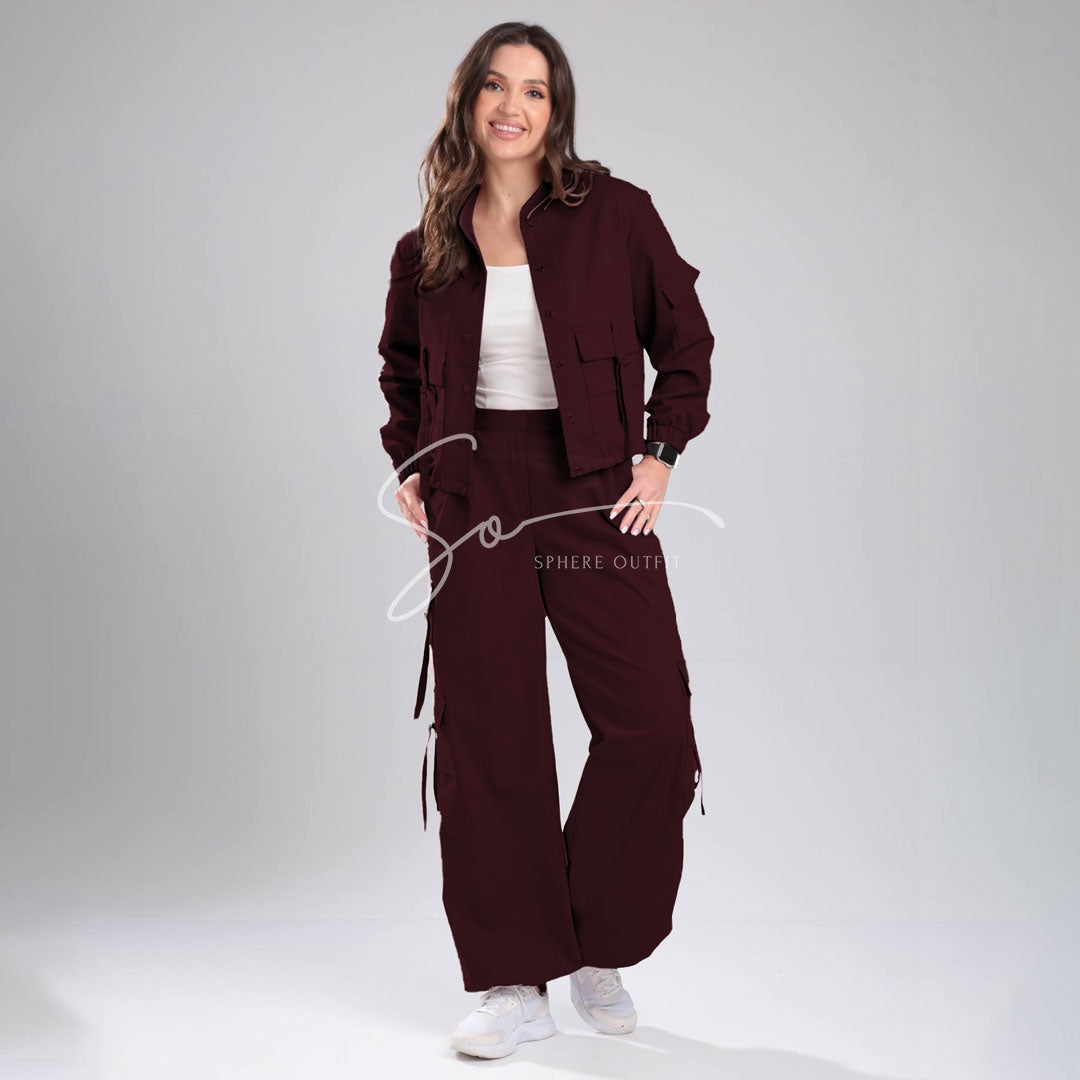 Women’s Cargo Jacket & Wide-Leg Pants Co-ord Set