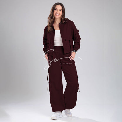 Women’s Cargo Jacket & Wide-Leg Pants Co-ord Set