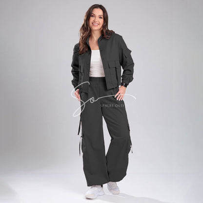 Women’s Cargo Jacket & Wide-Leg Pants Co-ord Set