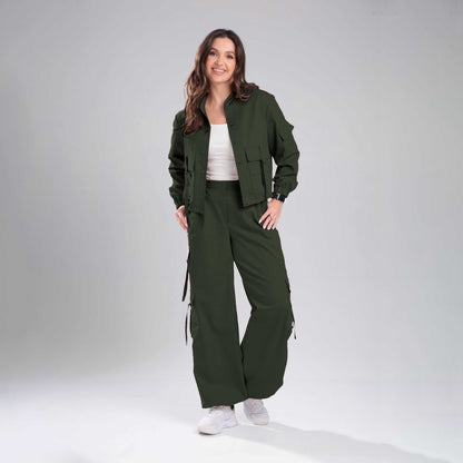 Women’s Cargo Jacket & Wide-Leg Pants Co-ord Set