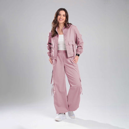 Women’s Cargo Jacket & Wide-Leg Pants Co-ord Set